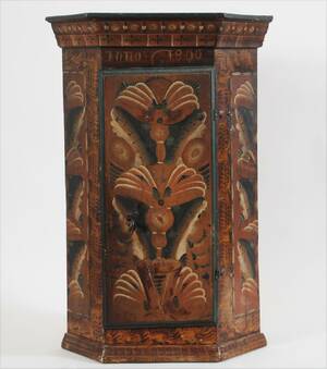 Vägghörnskåp, allmoge, Dalarna, daterat år 1800