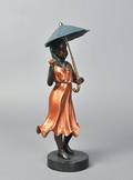 Broncefigur Kvinde med paraply