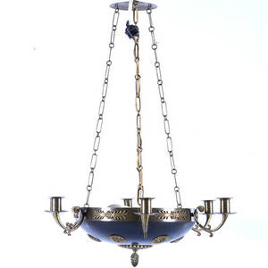 TAKAMPEL, delvis bemålad mässing, empirestil, 1900-talets första hälft.