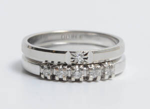 Alliancering med 5 brillanter og Solitairering med én brillant 2