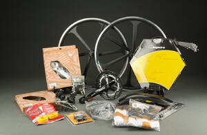 Samling reservedele til div. cykler