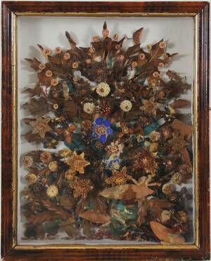 Blomsterdiorama, daterat 1885