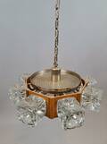 Taklampa,  glas och teak