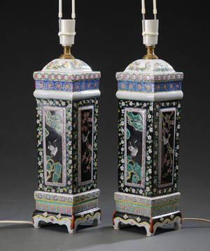 Et par kinesiske bordlampe, 1900-tallet. 2