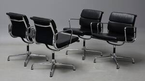Charles Eames. Et sæt på fire Soft Pad armstole, model EA-208 4  