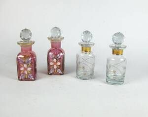4 Flakons aus Glas mit Dekormalerei 4