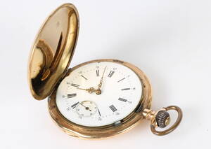 Dobbeltkapslet lommeur af 14 kt guld.