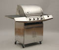 Gasgrill i rustfri stål med 4 brændere og sidebrænder.