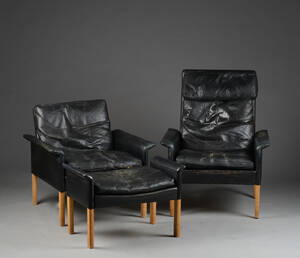 Hans Olsen. To lænestole og skammel, læder 3 