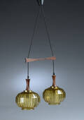 Loftlampe, palisander og glas