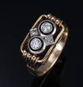 Vintage diamantring af 14 kt. guld og hvidguld. 1900-tallets midte