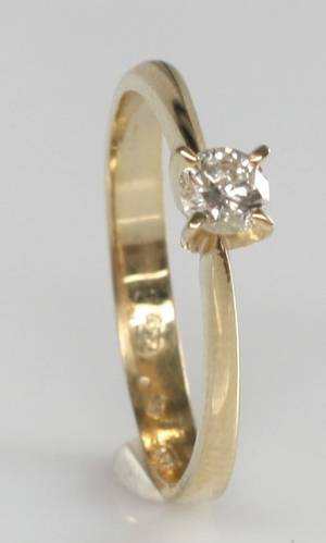 Solitairering, ca. 0.18 ct. Denne auktion er annulleret - se nu vare 1951169