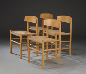 Børge Mogensen. Sæt på fire shakerstole folkestole af bøg. 4