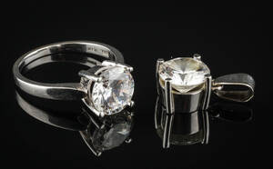 Ring samt vedhæng af guld med Cubic Zirkonia 2