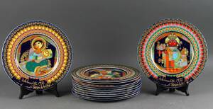 Bjørn Wiinblad for Rosenthal. Sæt på 12 Weihnachtsteller platter 