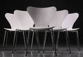 Arne Jacobsen. Stole, model 3107, hvid lazur, ask 6