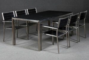 Havemøbler. Spisebord samt seks stole, sort 7 Denne auktion er annulleret1994079