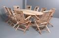 Havemøbelsæt. Stort bord samt ti armstole. Teak. 11