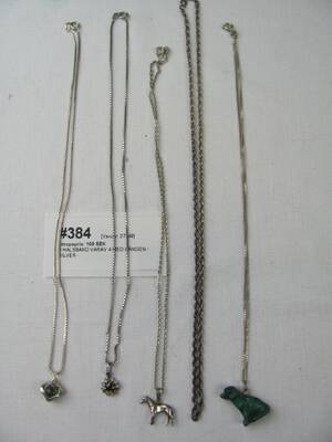 5 HALSBAND VARAV 4 MED HÄNGEN -SILVER
