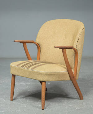 Lænestol af teak  uld