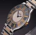 Cartier `Must de Cartier 21´. Dameur i 18 kt. guld og stål prydet med safir, 1990erne Denne vare er sat til omsalg under nyt varenummer 4073860