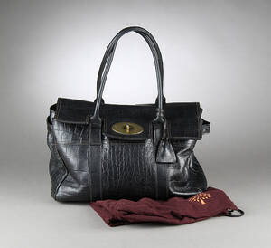Mulberry. Skuldertaske af krokopræget læder, model Bayswater