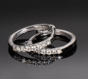 Brillant creoler af 14 kt hvidguld, ca 0.21 ct 2