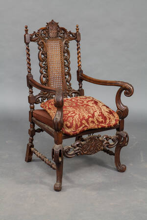 Armlehnsessel Gründerzeit mit Korbgeflecht