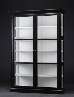 Vitrineskab, sort antikbemaling