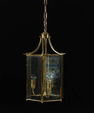 Ljuslykta, mässing, glas, 1900-tal