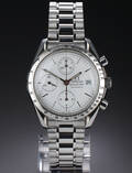 Omega Speedmaster. Herrechronograf i stål med hvid skive, ca. 1998
