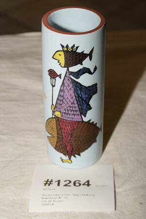 Gustavsberg Vas, Stig Lindberg, Karneval, H 15 cm, D 6 cm