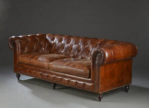 Tre-pers. sofa, læder, Chesterfield stil 