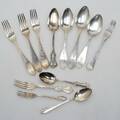 SILVER. Bestick, gafflar och skedar, 181900-tal.