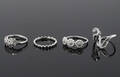 Christina Watches, 4 ringe af sterling sølv, str. 59
