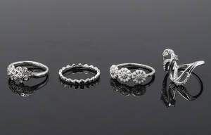 Christina Watches, 4 ringe af sterling sølv, str. 59