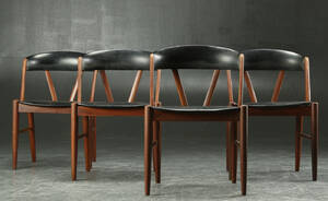 Fire stole, teak og sort skai, dansk møbelproducent 4