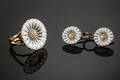 Georg Jensen. Daisy ring og ørekroge af forgyldt sterlingsølv 925. 3