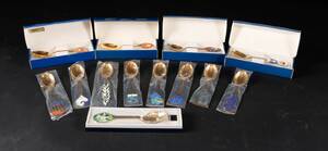 A. Michelsen. Samling juleskeer fra 1968-80, alle af delvist forgyldt sterlingsølv  emalje 13