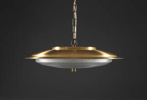 Lampe af messing og glas