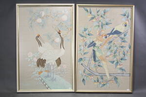 Tavlor målat på textil 2 st