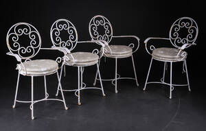 Fire havestole af hvidmalet metal 4