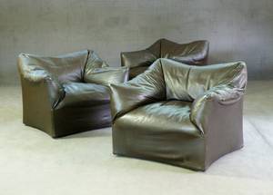 Drei braune Ledersessel 3