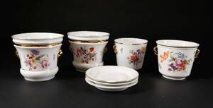 Samling af porcelæns urtepotteskjulere KPM og Freiberger 7