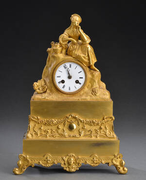 Fransk Louis Philippe kaminur af forgyldt bronze, ca. 1840