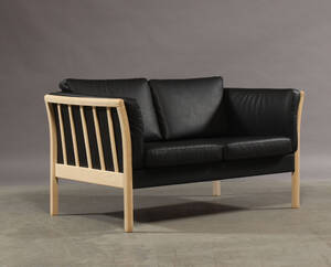 To-pers. sofa, sort læder
