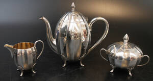 Kaffeservis, 3 delar, nysilver, rokokostil, vikt ca 1350 gr 3