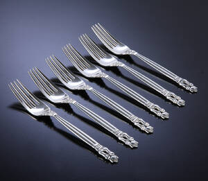 Georg Jensen. Konge  Acorn, seks frokostgafler af sølv. 6  Denne vare er sat til omsalg under nyt varenummer 4833219