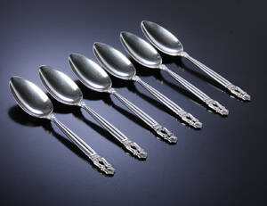 Georg Jensen. Konge  Acorn, seks middagsskeer af sølv, anno 1925 6  Denne vare er sat til omsalg under nyt varenummer 4833214