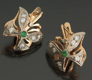 Ørehængere, 14 kt guld- og hvidguld 2